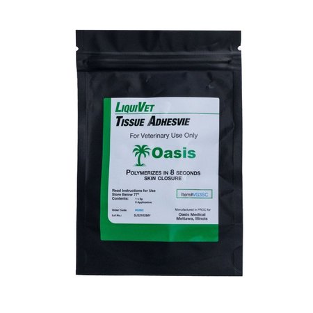 OASIS Liquivet Tissue Adhesive, 8 Seconds, Vet Use, Bottle, 3g, 6 Applicators VVG3SC
